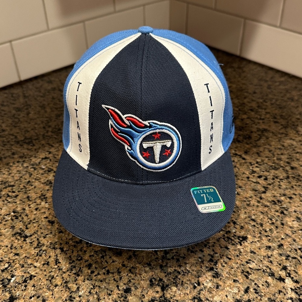 Tennessee Titans Hat Reebok Fitted 7 1/2 Navy Blue Light Blue Deadstock New